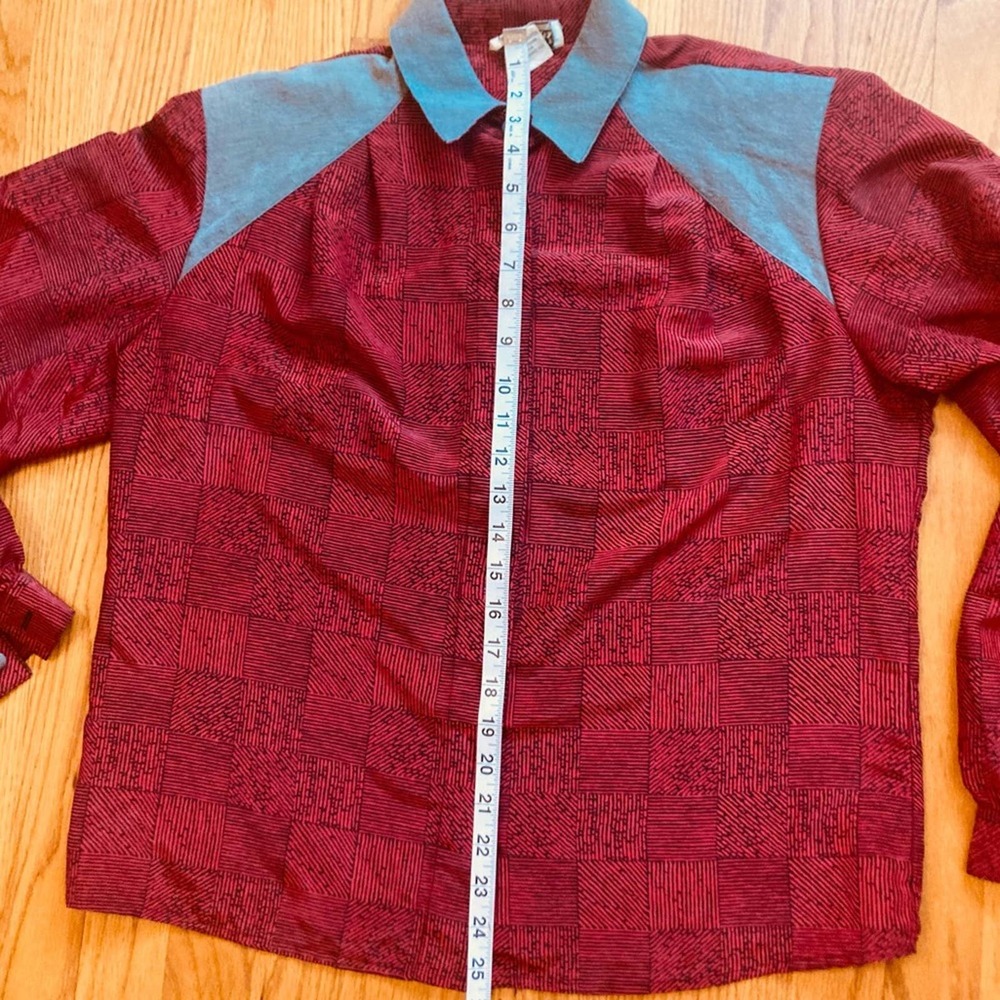 Vintage 80s Notations Red and Black Button Down Shirt with Gray Details - Picture 4 of 7